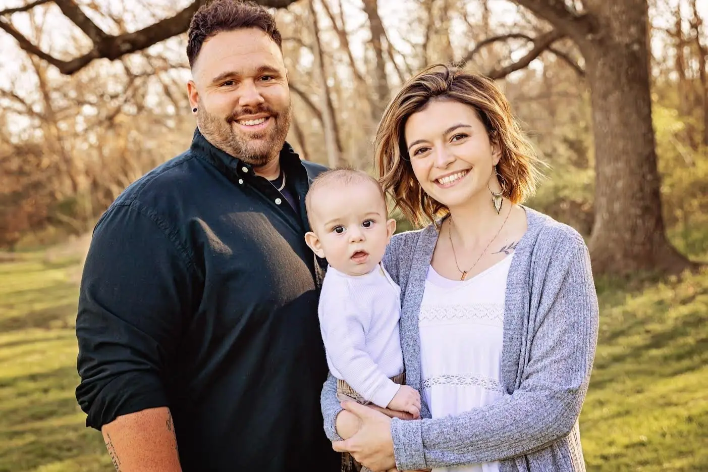 Josh Zuniga with his wife and baby son